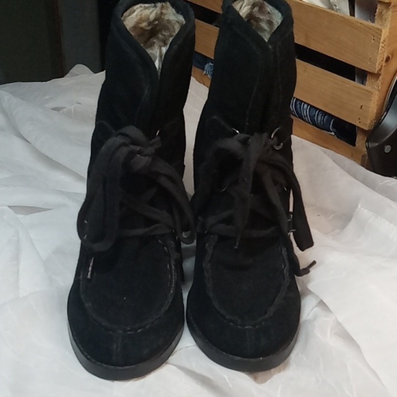 Steve madden black women's ankle boots lined faux fur size 8 - Picture 2 of 9